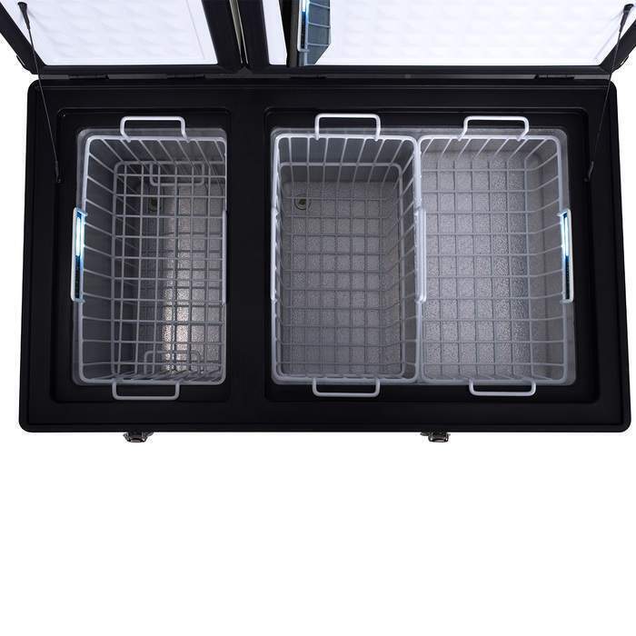 KickAss 75L Portable Camping Fridge/Freezer & Premium Fridge Slide/Table Combo