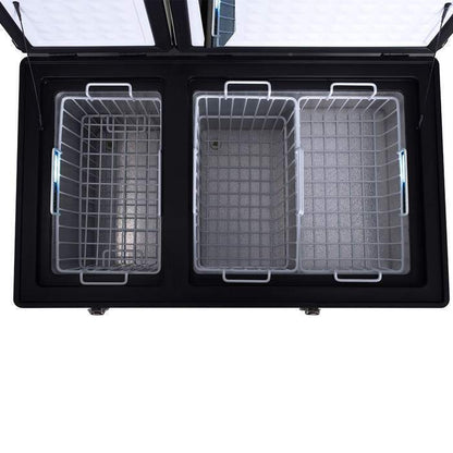 KickAss 75L Portable Camping Fridge/Freezer & Premium Fridge Slide/Table Combo