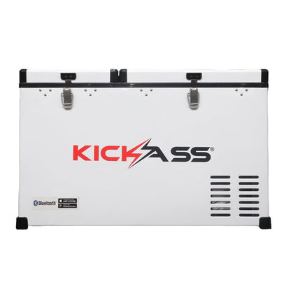 KickAss 75L Portable Camping Fridge/Freezer & Premium Fridge Slide/Table Combo